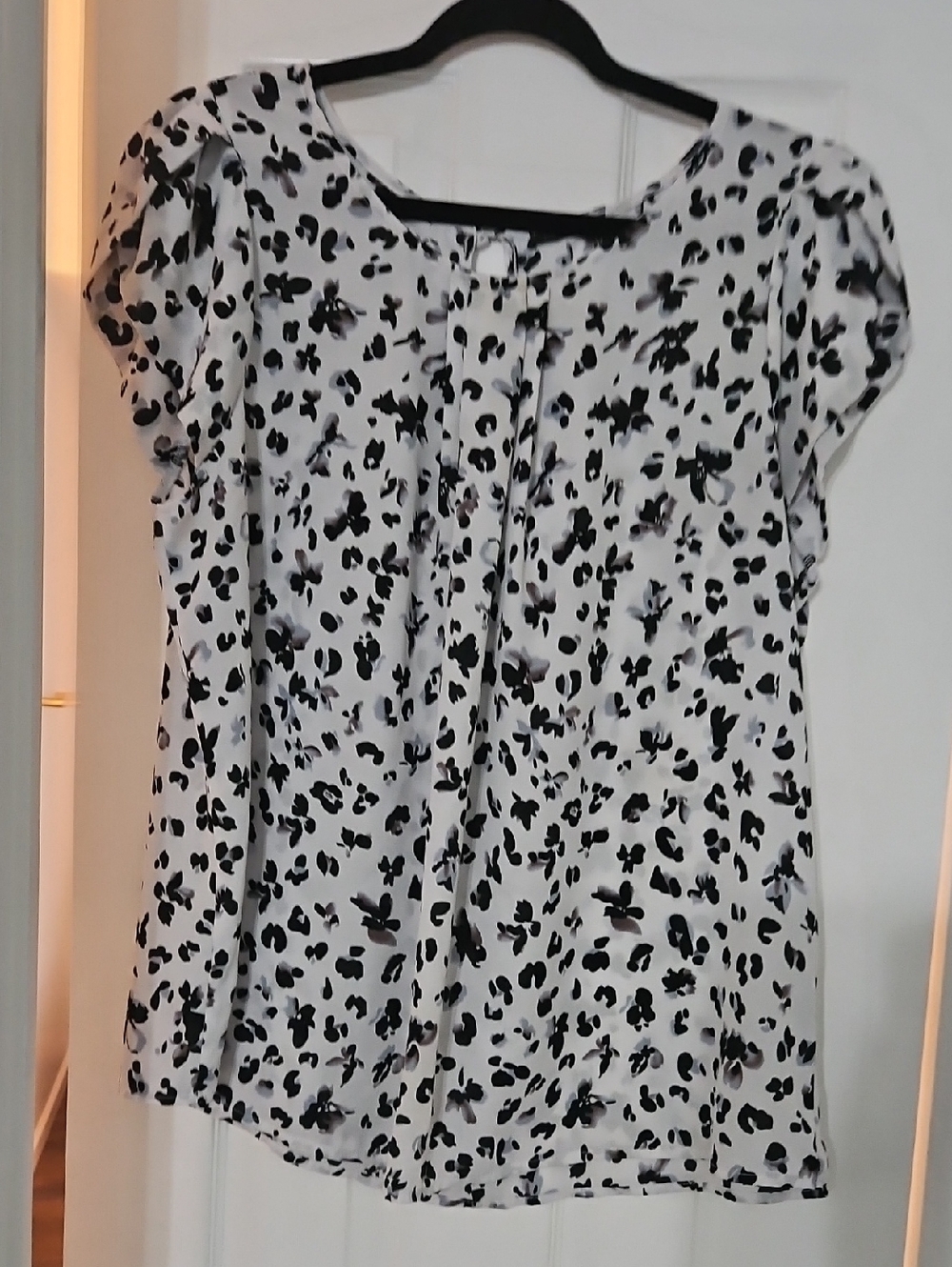 Papermoon White Black Floral Short Sleeve Blouse